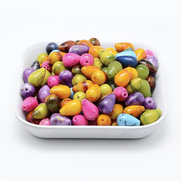 

PandaHall Spray Painted Drawbench Acrylic Beads, teardrop, Mixed Color, 15x9.5mm, Hole: 1.5mm, about 650pcs/500g Acrylic Teardrop Multicolor