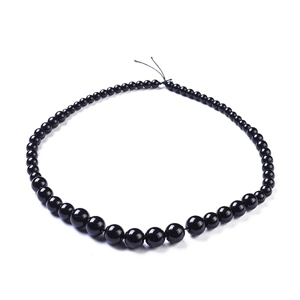 

PandaHall Natural Obsidian Graduated Beads Strands, Round, 6~12mm, Hole: 1.2mm, 63pcs/strand, 18.2 inch(46.3cm) Obsidian Round