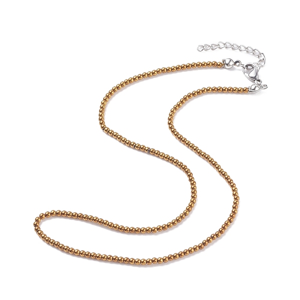 

PandaHall Round Glass Beaded Necklace for Women, Golden, 15.16 inch(38.5cm) Glass