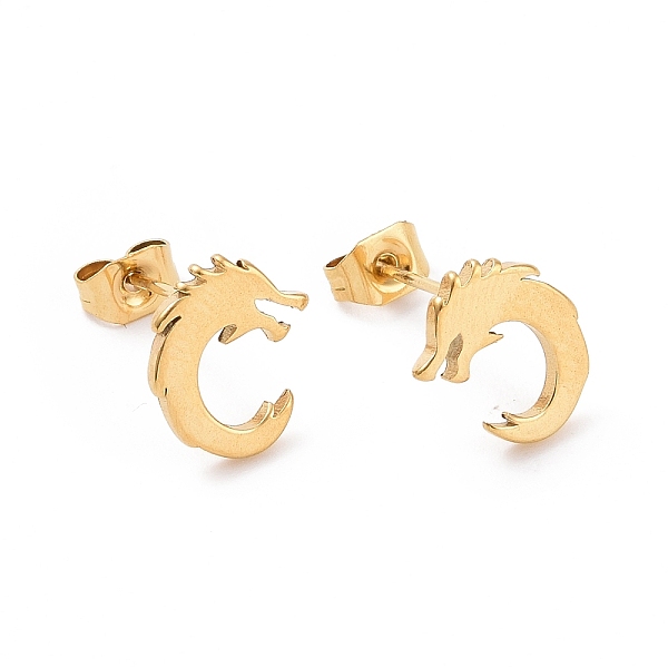 

PandaHall 304 Stainless Steel Tiny Dragon Stud Earrings for Men Women, Golden, 10x8mm, Pin: 0.7mm 304 Stainless Steel Dragon