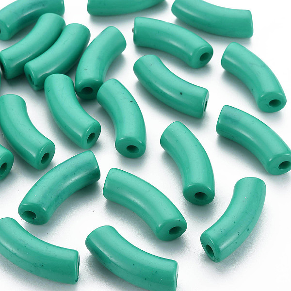

PandaHall Opaque Acrylic Beads, Curved Tube, Light Sea Green, 36x13.5x11.5mm, Hole: 4mm, about 148pcs/500g Acrylic Tube