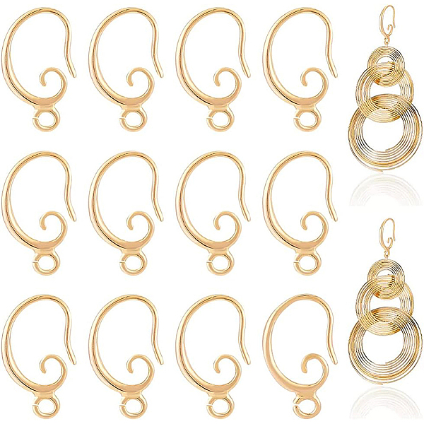 

PandaHall BENECREAT 30Pcs Brass Earring Hooks, with Horizontal Loops, Nickel Free, Real 18K Gold Plated, 15.5x11x2mm, Hole: 1.5mm, 18 Gauge...