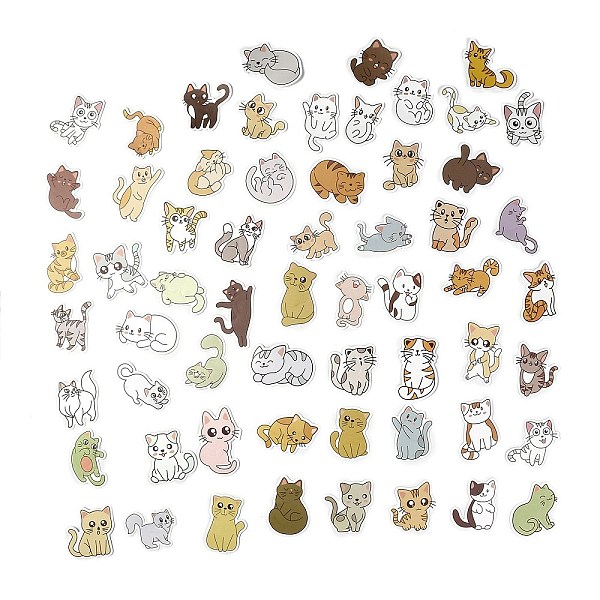 

PandaHall 60Pcs 60 Styles PVC Plastic Cat Cartoon Stickers Sets, Waterproof Adhesive Decals for DIY Scrapbooking, Photo Album Decoration...