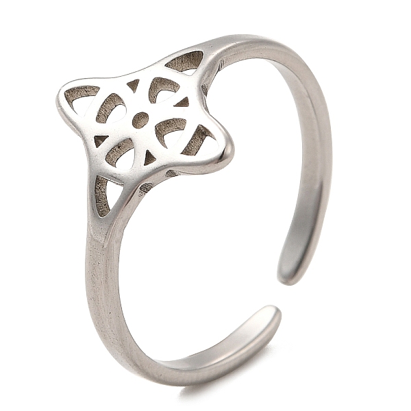 

PandaHall 304 Stainless Steel Cuff Ring, Hollow Out Flower Open Ring for Women, Stainless Steel Color, US Size 7 1/4(17.5mm) 304 Stainless...
