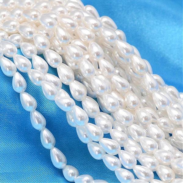 

PandaHall Teardrop Shell Pearl Bead Strands, White, 7x4mm, Hole: 0.8mm, about 60pcs/strand, 15.74 inch Shell Pearl Teardrop White