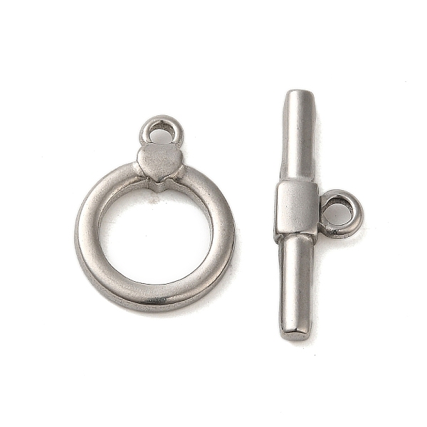 

PandaHall 304 Stainless Steel Toggle Clasps, Round, Stainless Steel Color, Ring: 18.5x14x2.5mm, Hole: 2mm, Bar: 8x25.5x3mm, Hole:2.5mm 304...