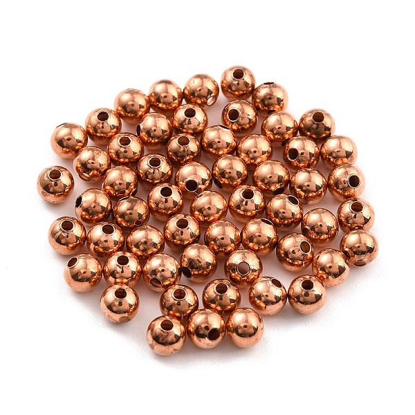 

PandaHall Round Rack Plating & Long-Lasting Plated Brass Beads, Nickel Free, Rose Gold, 5mm, Hole: 1mm Brass Round