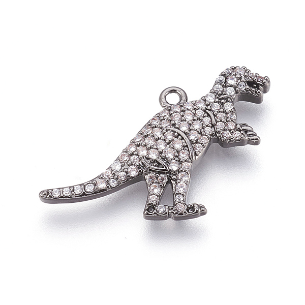 

PandaHall Brass Micro Pave Cubic Zirconia Pendants, Dinosaur, Clear, Gunmetal, 17.5x27.5x2.5mm, Hole: 1mm Brass+Cubic Zirconia Dinosaur...