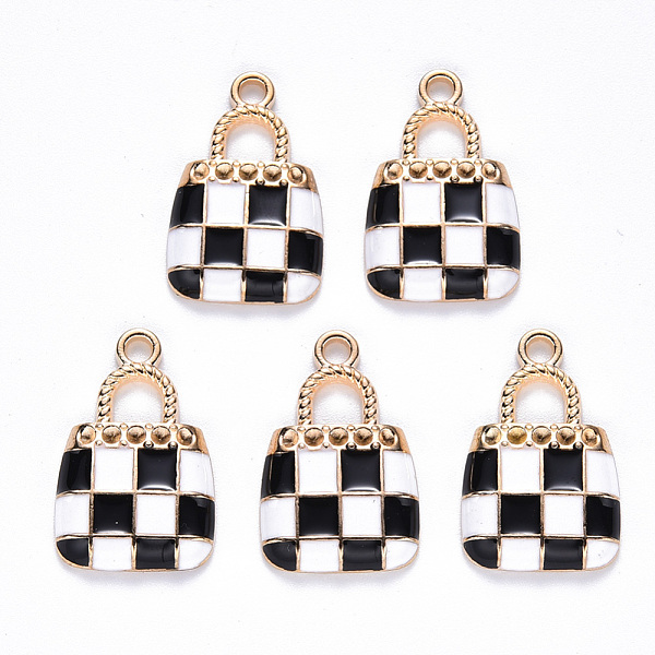 

PandaHall Alloy Enamel Pendants, Handbag, Light Gold, Black, 21x13.5x3mm, Hole: 2mm Alloy+Enamel Bag Black