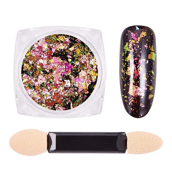 

PandaHall Chameleon Holographic Mirror Nail Flake, Starry Sky/Mirror Effect, Shiny Nail Decoration, with One Brush, Colorful, 30x30x17mm...