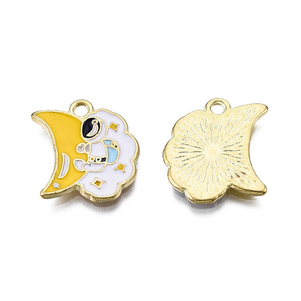 

PandaHall Alloy Enamel Pendants, Cadmium Free & Lead Free, Light Gold, Spaceman with Moon Charms, Gold, 17x15.5x1.5mm, Hole: 1.8mm...