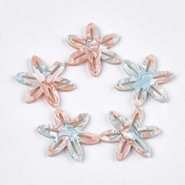 

PandaHall Cellulose Acetate(Resin) Pendants, Flower, Light Salmon, 29.5x25.5~26x2.5mm, Hole: 1mm Cellulose Acetate Flower Red