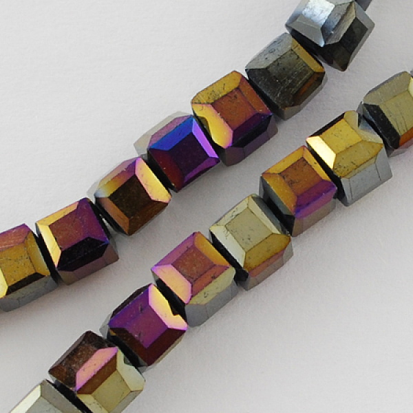 

PandaHall Electroplate Glass Beads Strands, AB Color Plated, Faceted, Cube, Black, 6x6x6mm, Hole: 1mm, about 100pcs/strand, 22 inch Glass...