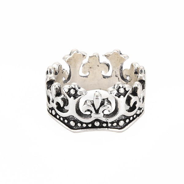 

PandaHall Crown Alloy Finger Ring, Chunky Wide Ring for Men, Cadmium Free & Lead Free, Antique Silver, US Size 9 1/4(19.1mm) Alloy