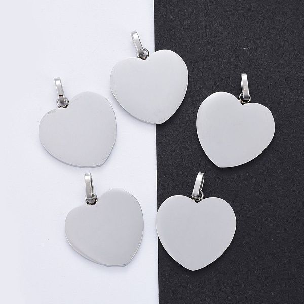 

PandaHall 304 Stainless Steel Stamping Blank Tag Pendants, Heart, Stainless Steel Color, 28x26x2mm, Hole: 5x8mm 304 Stainless Steel Heart