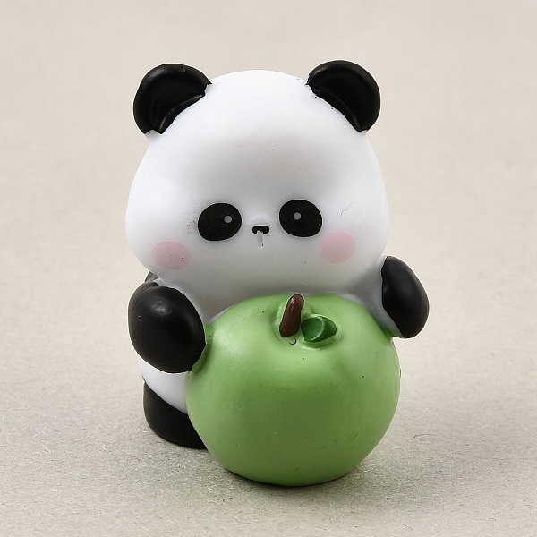 リンゴを持ったパンダのミニオーナメント（不透明樹脂製）