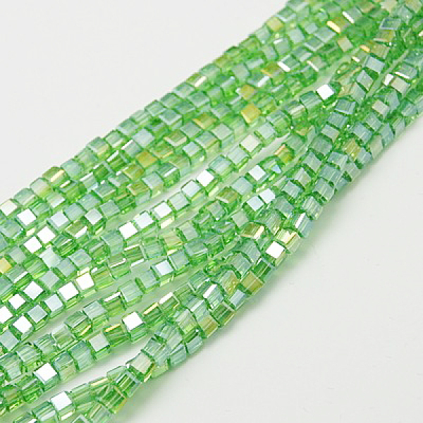 

PandaHall Electroplate Glass Beads Strands, AB Color Plated, Faceted, Cube, Pale Green, 7~8x7~8x7~8mm, Hole: 1.5mm, about 97~100pcs/strand...