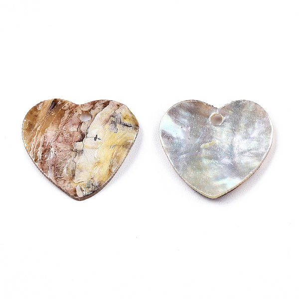 

PandaHall Natural Akoya Shell Pendants, Mother of Pearl Shell Pendant, Heart Charm, 14~15.5x15~16x1.5~2.5mm, Hole: 1.4mm Akoya Shell Heart