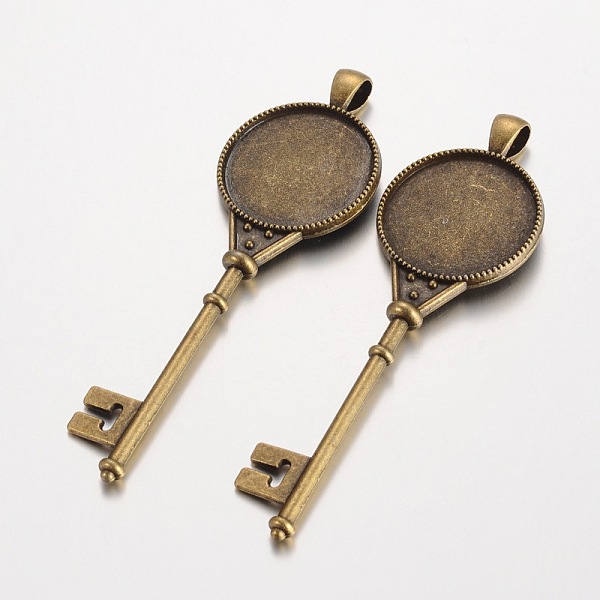 

PandaHall Skeleton Key Tibetan Style Alloy Big Pendant Cabochon Settings, Lead Free & Nickel Free & Cadmium Free, Antique Bronze, Tray: 25mm...