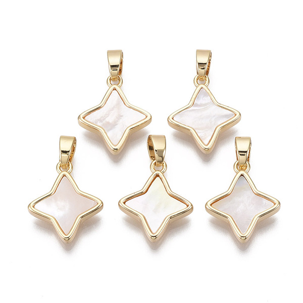 

PandaHall Brass Pendants, with Freshwater Shell, Nickel Free, Real 18k Gold Plated, Star, Seashell Color, 16x13.5x3mm, Hole: 2x4mm...