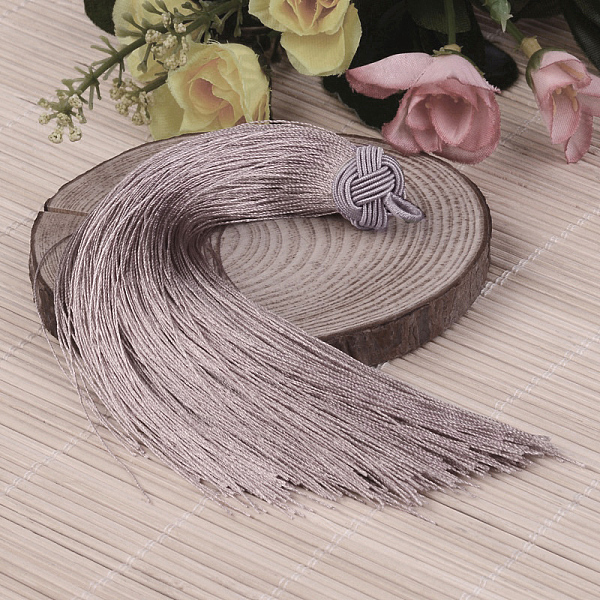 

PandaHall Beautiful Design Nylon Tassel Pendant Decorations, Thistle, 160x18mm, Hole: 4mm Nylon Purple