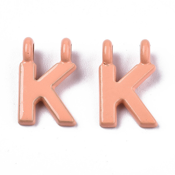 

PandaHall Spray Painted Alloy 2-Loop Link Pendants, Cadmium Free & Lead Free, Letter, Letter.K, 13.5x8.5x1.5mm, Hole: 2mm Alloy Word
