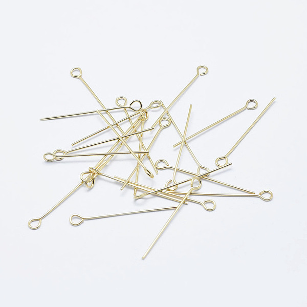 

PandaHall Brass Eye Pin, Long-Lasting Plated, Real Gold Plated, Nickel Free, Real 18K Gold Plated, 21 Gauge, 20mm, Hole: 2mm, Pin: 0.7mm...