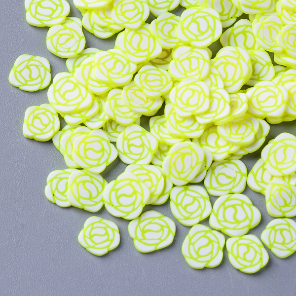 

PandaHall Handmade Polymer Clay Cabochons, Fashion Nail Art Decoration Accessories, Flower, Green Yellow, 5~7x5~7.5x0.5~1mm, about...