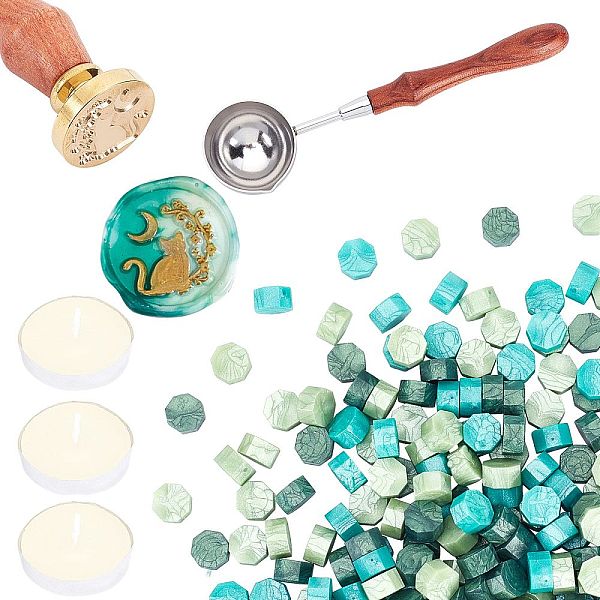 

PandaHall CRASPIRE DIY Wax Seal Stamp Kits, Including Wooden Handle Wax Sealing Stamp Melting Spoon, Sealing Wax Particles, Candle and Brass..., Multicolor