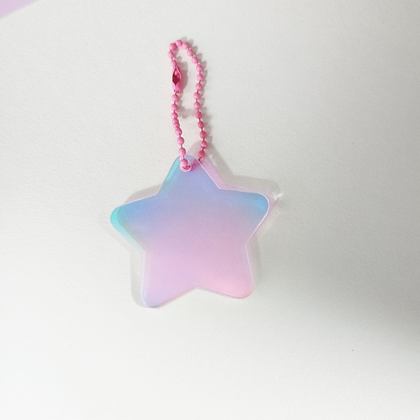 

PandaHall Laser Gradient Acrylic Disc Pendant Decoration, with Ball Chains, for DIY Keychain Pendant Ornaments, Star, 50~60x3mm Acrylic Star