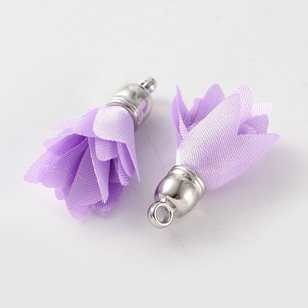 

PandaHall Polyester Flower Pendant Decorations, with Platinum Plated CCB Plastic Findings, Medium Orchid, 31x7mm, Hole: 2mm Polyester Flower..., Purple