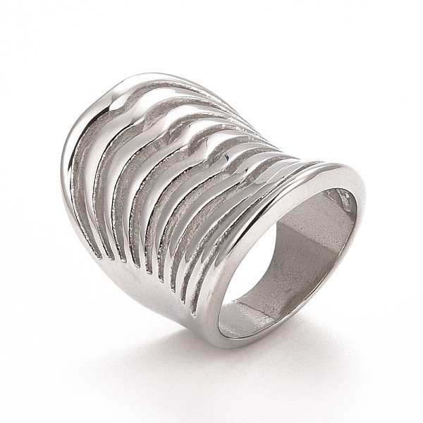 

PandaHall 304 Stainless Steel Grooved Wide Band Ring, Punk Ring for Women, Stainless Steel Color, Inner Diameter: 17.3~17.9mm 304 Stainless...