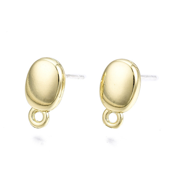 

PandaHall Alloy Stud Earring Findings, with Loop and Steel Pin, Oval with Plastic Protective Sleeve, Light Gold, 11x6.5mm, Hole: 1.2mm, Pin...