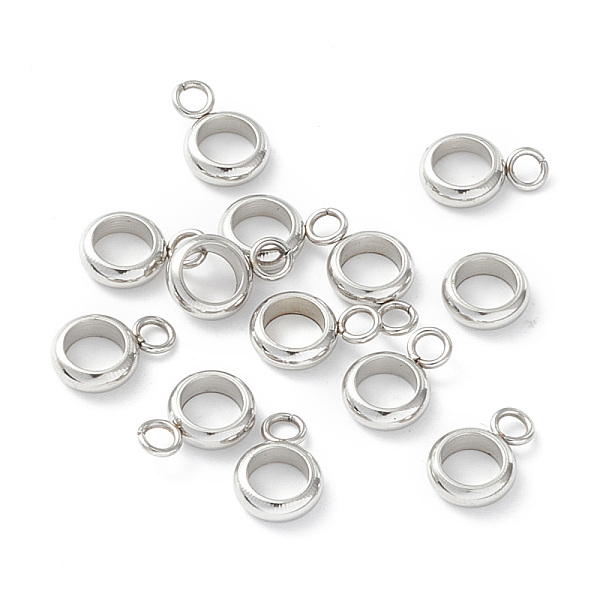 

PandaHall 201 Stainless Steel Tube Bails, Loop Bails, Ring Bail Beads, Stainless Steel Color, 9x6x2mm, Hole: 1.8mm 201 Stainless Steel Ring