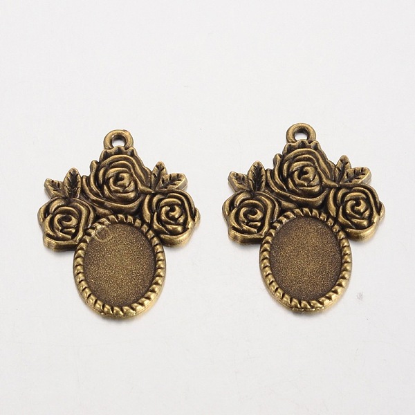 

PandaHall Oval with Flower Tibetan Style Alloy Pendant Cabochon Settings, Lead Free & Nickel Free & Cadmium Free, Antique Bronze, Tray...