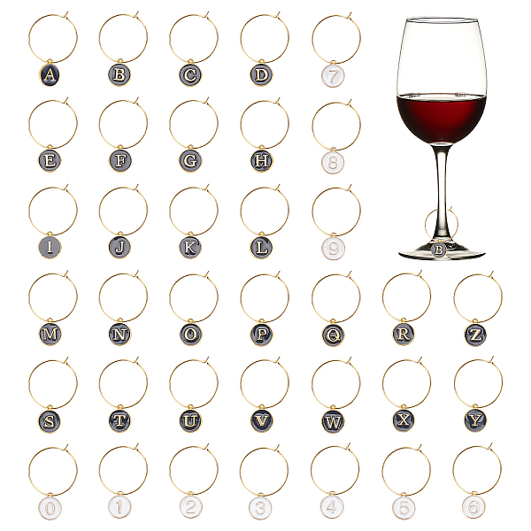 

PandaHall SUPERFINDINGS 3 Sets 2 Style Alloy Enamel Charms Flat Round with Alphabet & Number, 50Pcs Brass Hoop Earrings Findings, Mixed..., Multicolor