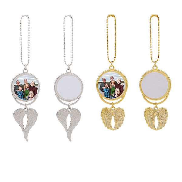 

PandaHall SUPERFINDINGS 4 Sets 2 Colors Angel Wing Sublimation Trays Pendants Set Alloy Blank Hot Transfer Printing Tray Bezel Pendant...