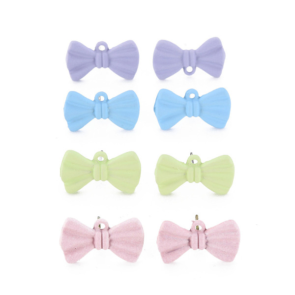 

PandaHall Spray Painted Alloy Stud Earring Findings, with Loop, Cadmium Free & Lead Free, Bowknot, Mixed Color, 10x18mm, Hole: 1.4mm, Pin..., Multicolor
