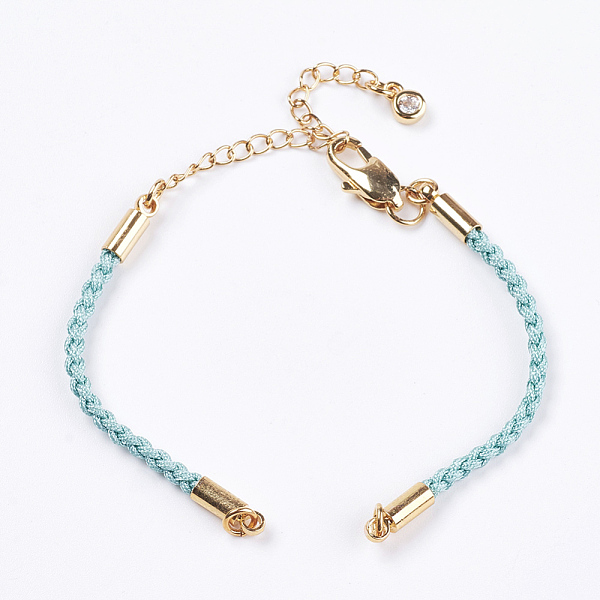 

PandaHall Braided Cotton Cord Bracelet Making, with Brass Lobster Claw Clasps and Extender Chains, with Rhinestone, Golden, Turquoise, 5-3/8..., Green