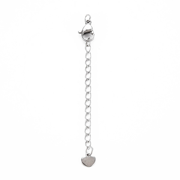 

PandaHall 304 Stainless Steel Chain Extender, Cadmium Free & Nickel Free & Lead Free, with Clasps and Tiny Heart Charm, Stainless Steel...