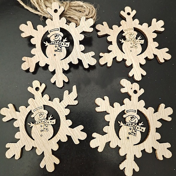 

PandaHall Unfinished Wood Pendant Decorations, with Hemp Rope, for Christmas Ornaments, Snowflake, 7.3x6.7x0.25cm, 10pcs/bag Wood Snowflake..., Orange