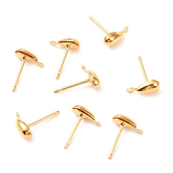 

PandaHall Brass Stud Earring Findings, with Loop, Long-Lasting Plated, Teardrop, Real 18K Gold Plated, 12x9x4mm, Hole: 0.9mm, Pin: 0.7mm...