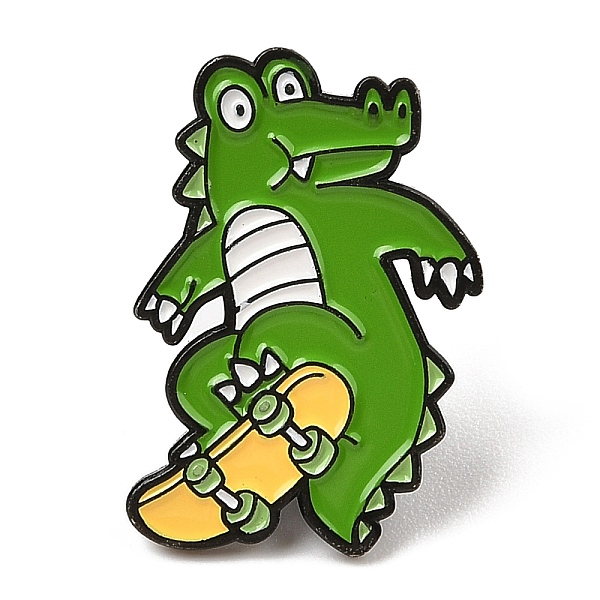 Funny Dinosaur On The Skateboarding Alloy Enamel Pin Brooch For Backpack Clothes