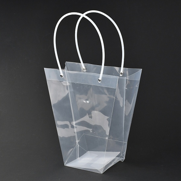 

PandaHall Valentine's Day Trapezoid PP Plastic Gift Bags, Flower Bouquet Bags, with Handle, Clear, 23.6x11x26cm Plastic None Clear