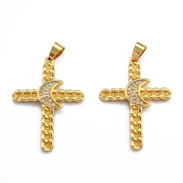 

PandaHall Brass Micro Pave Clear Cubic Zirconia Pendants, Long-Lasting Plated, Cross, Real 18K Gold Plated, 36x26.5x3.5mm, Hole: 3.5x5.5mm...