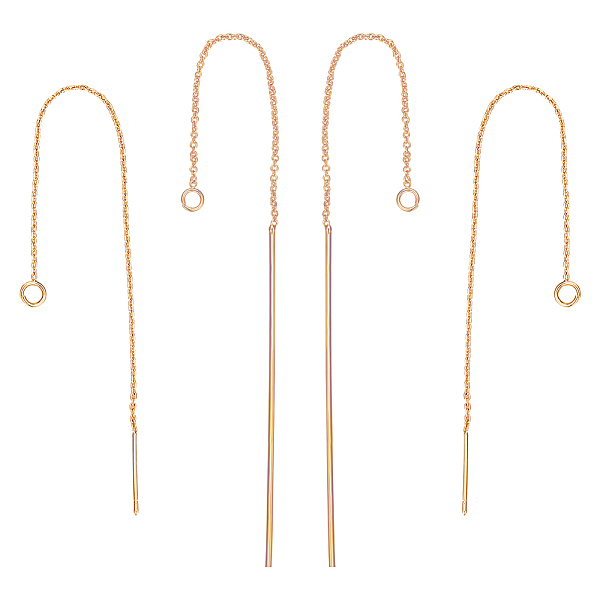 

PandaHall Beebeecraft 8Pcs 2 Style Brass Chain Stud Earring Findings, with Loop, Ear Threads, Real 18K Gold Plated, 105~114x0.7~1mm, Hole...