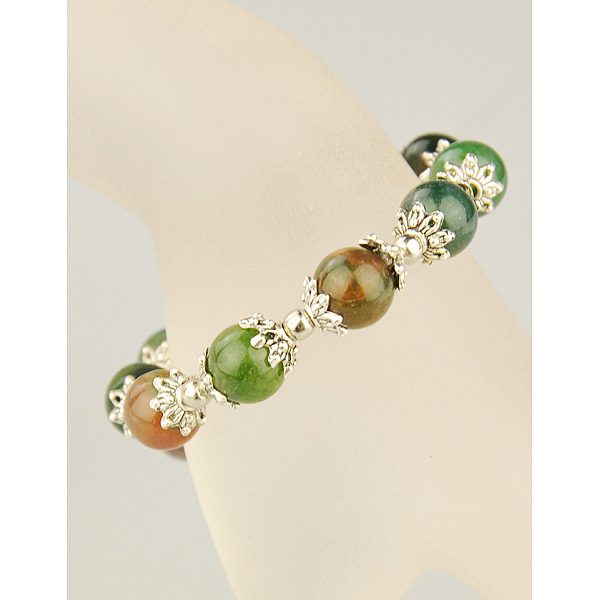 

PandaHall Fashion Gemstone Bracelets, with Tibetan Style Bead Caps, Natural & Synthetic Mixed Stone, 55mm Mixed Stone Multicolor