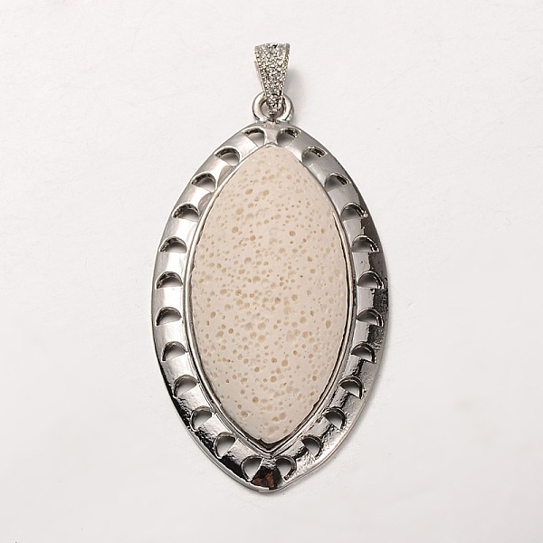 

PandaHall Platinum Plated Alloy Synthetic Lava Rock Big Horse Eye Big Pendants, Dyed, White, 60x33x13mm, Hole: 7x3mm Lava Rock Horse Eye...