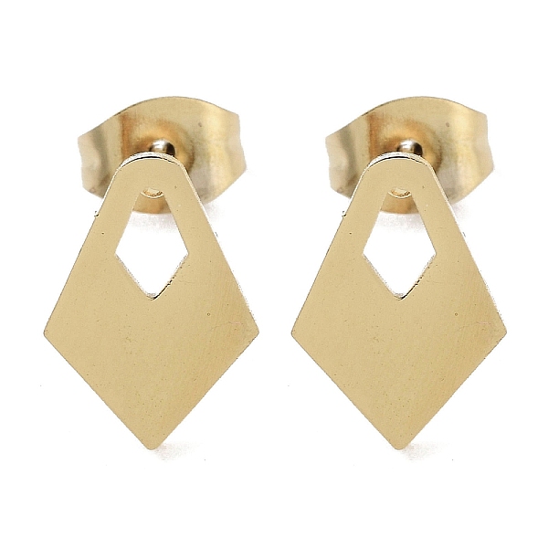 

PandaHall Vacuum Plating 304 Stainless Steel Stud Earrings for Women, Hollow Kite, Golden, 11x8mm 304 Stainless Steel Kite