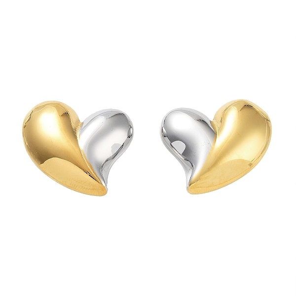 

PandaHall 304 Stainless Steel Stud Earrings, Heart, Golden & Stainless Steel Color, 23x28mm 304 Stainless Steel Heart